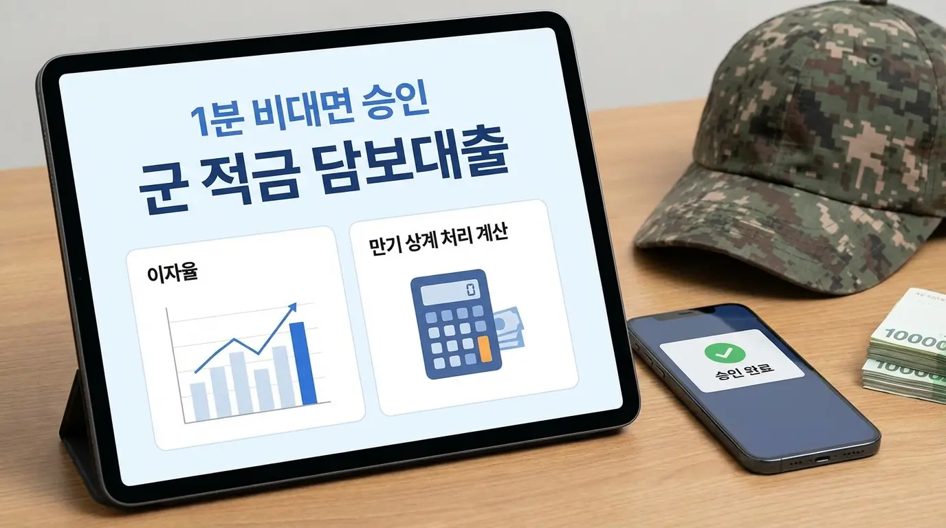 1분 비대면 승인 군 적금 담보대출 이자 및 만기 상계 처리 계산