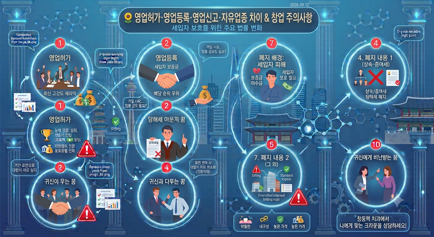영업허가·영업등록·영업신고·자유업종