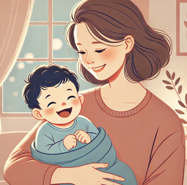 수유를 마친 엄마와 아기