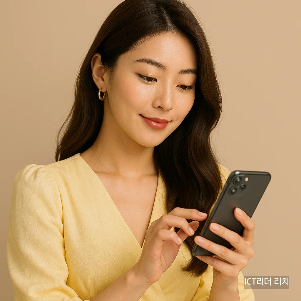 인스타그램 사진을 업로드하는 세련된 여성의 모습, 감성적인 피드와 해시태그를 상징하는 대표 썸네일