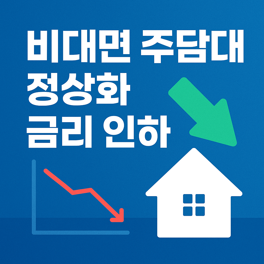 비대면 주담대 정상화와 금리 인하 소식을 알리는 경제 뉴스 썸네일