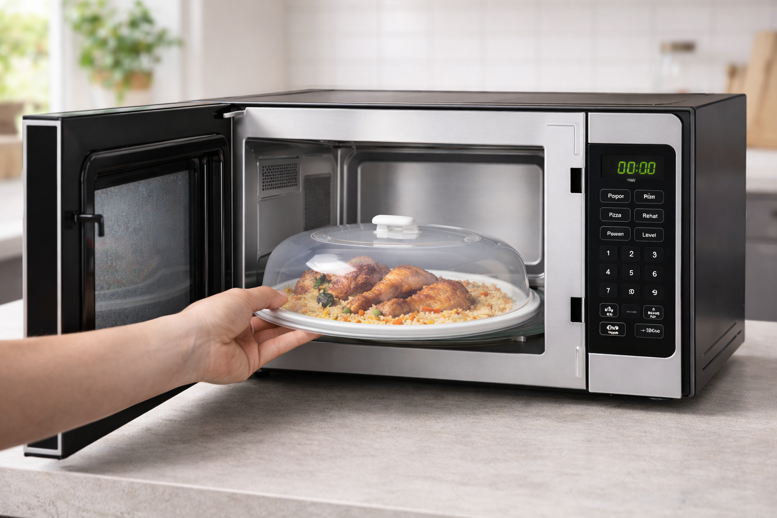 전자레인지용 덮개를 사용한 음식 데우기