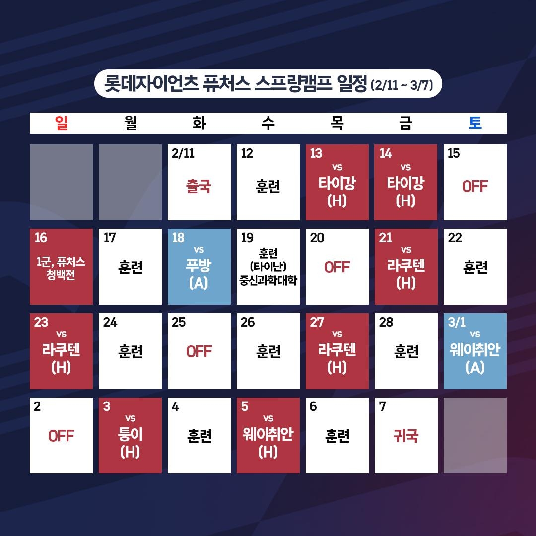 2025 시즌 프로야구 롯데 퓨처스 스프링 캠프 대만 경기장 연습