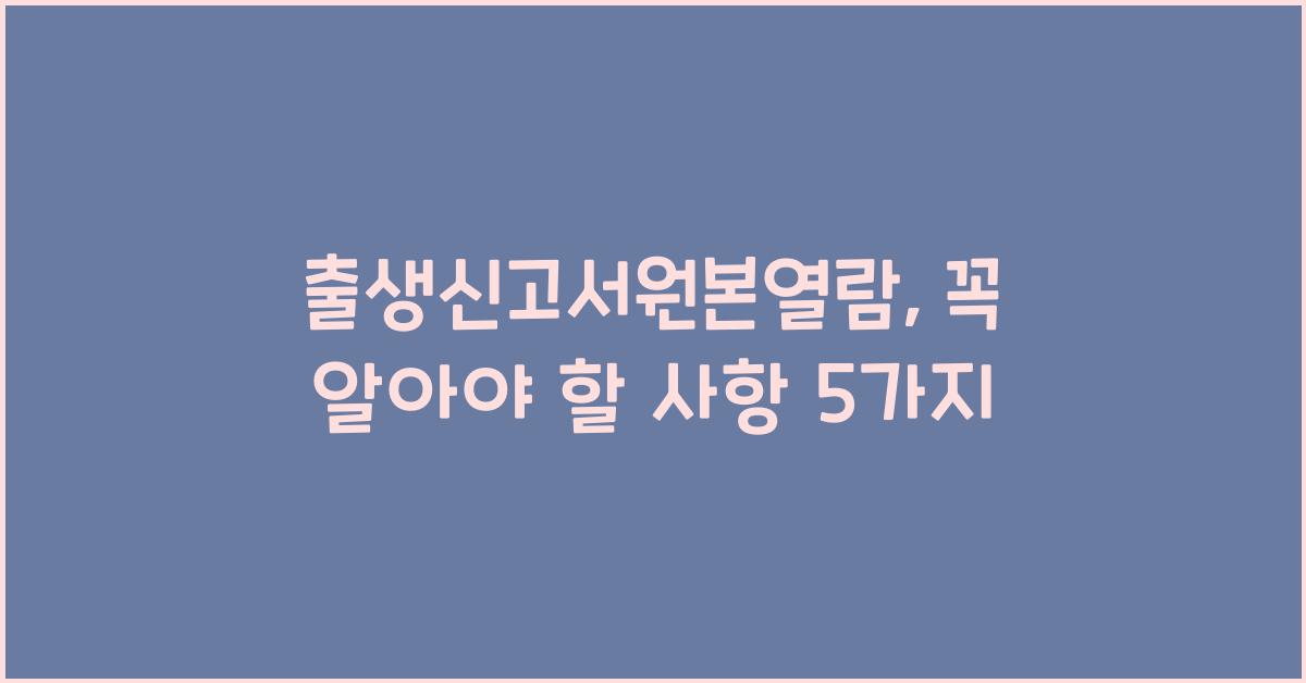 출생신고서원본열람