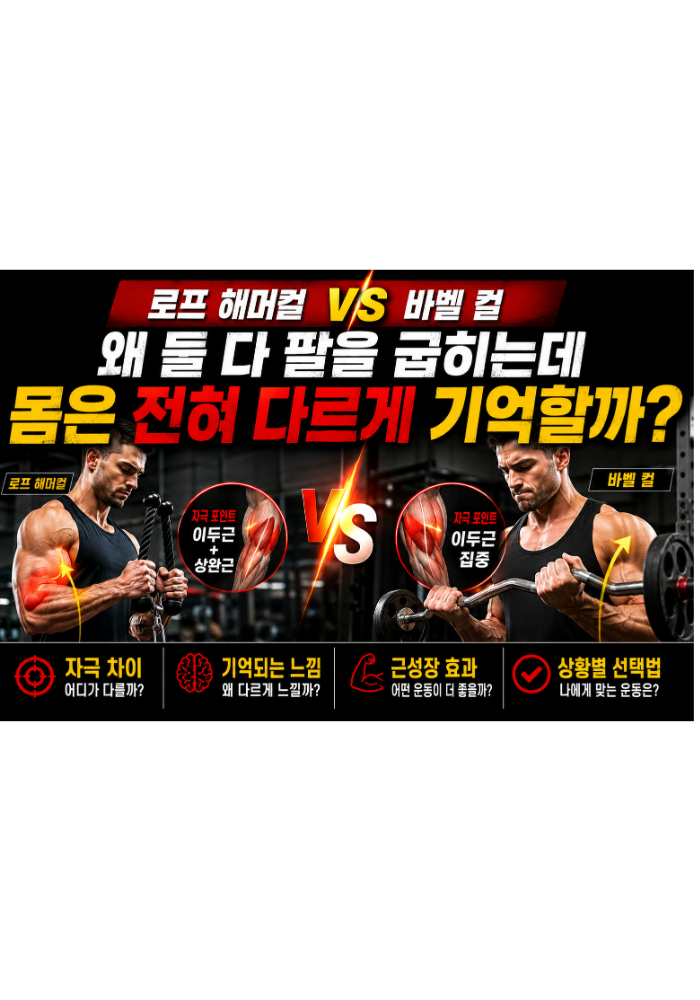로프 해머컬 vs 바벨 컬