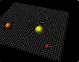 중력이 빛을 휘게 만드는 시공간 곡률 일러스트