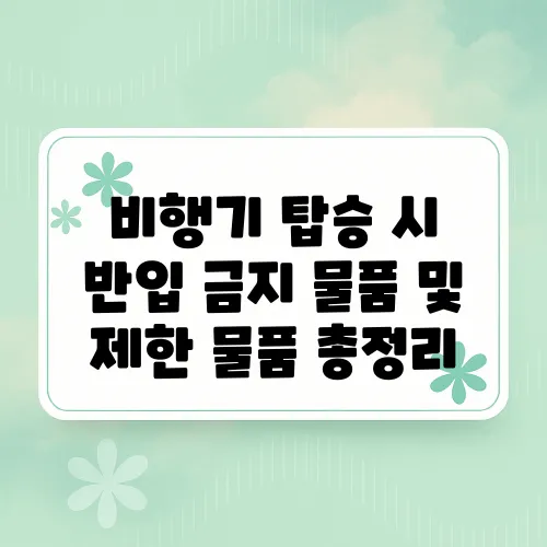 비행기 탑승 시 반입 금지 물품 및 제한 물품 총정리