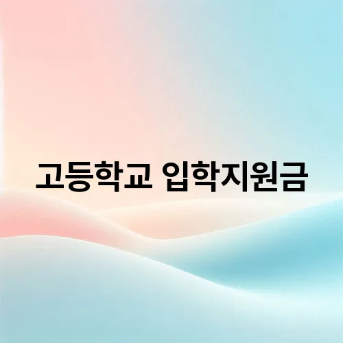 고등학교 입학지원금