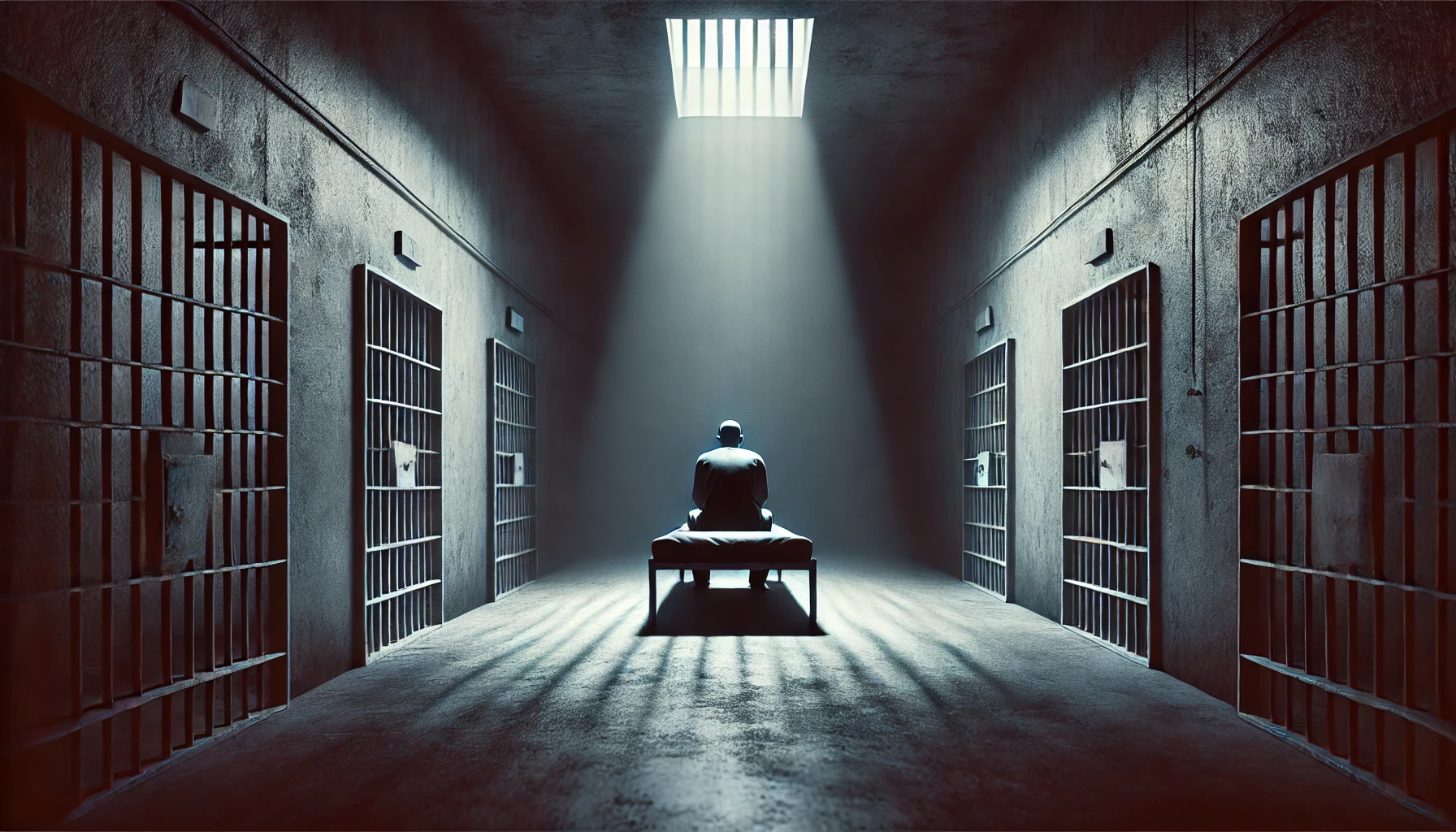 사형 미집행 상황에서 교정시설 운영과 과밀 수용 문제를 상징적으로 나타낸 이미지