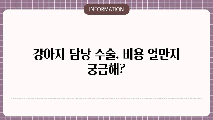 강아지 담낭제거 수술비용