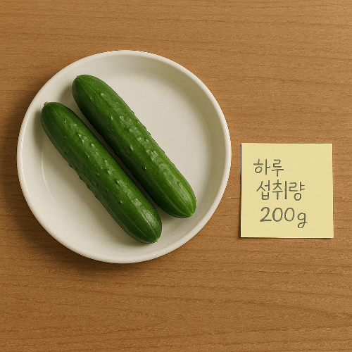 오이와 오이 하루 섭취량이 적힌 메모