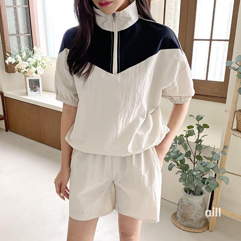 여성 반팔 아노락 세트 여름 트레이닝 반바지 운동복