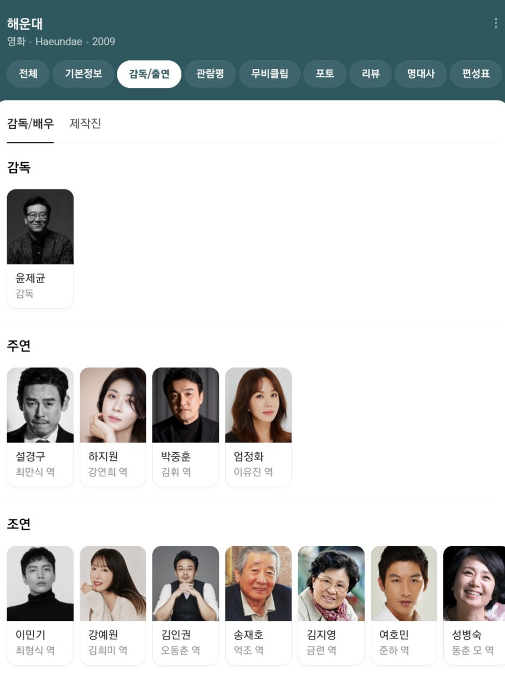 영화 해운대 출연진