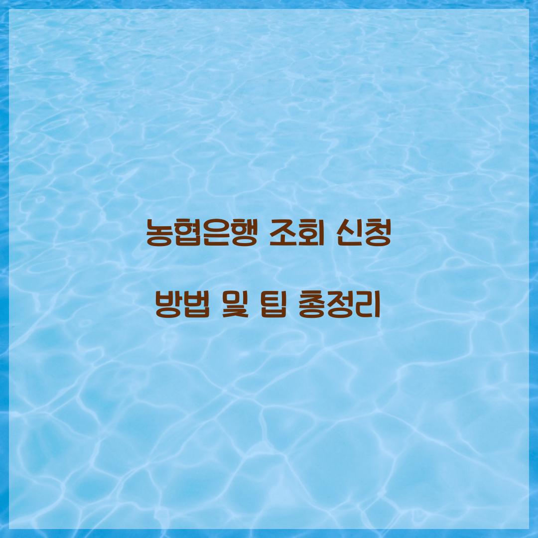 농협은행 조회 신청
