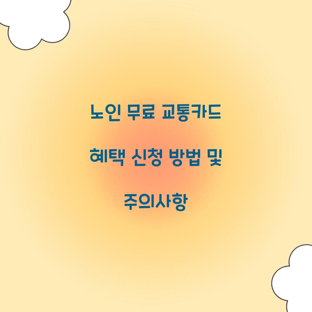 노인 무료 교통카드 혜택