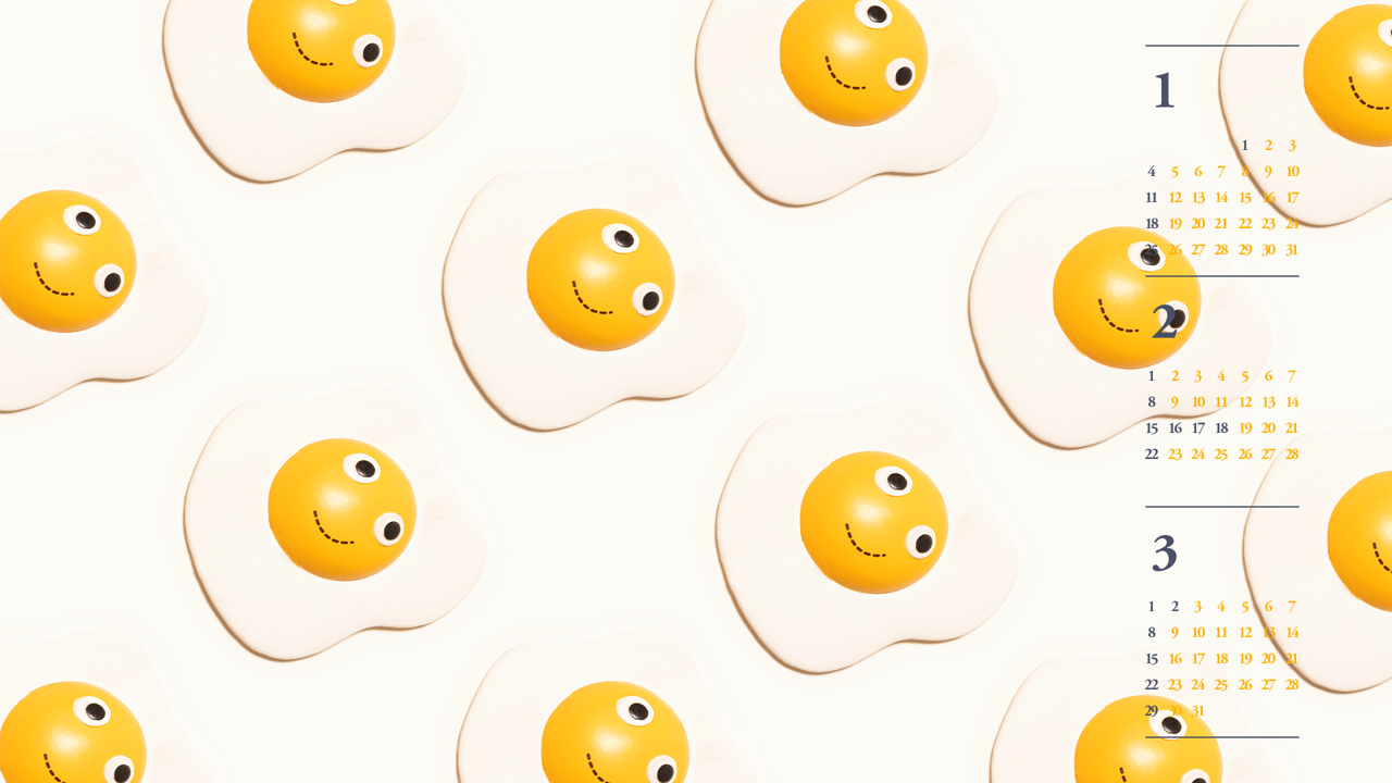 06 계란후라이 B - 2026년2월 달력배경화면