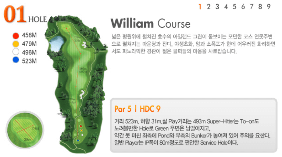 보라 컨트리클럽 윌리엄코스 공략도 01