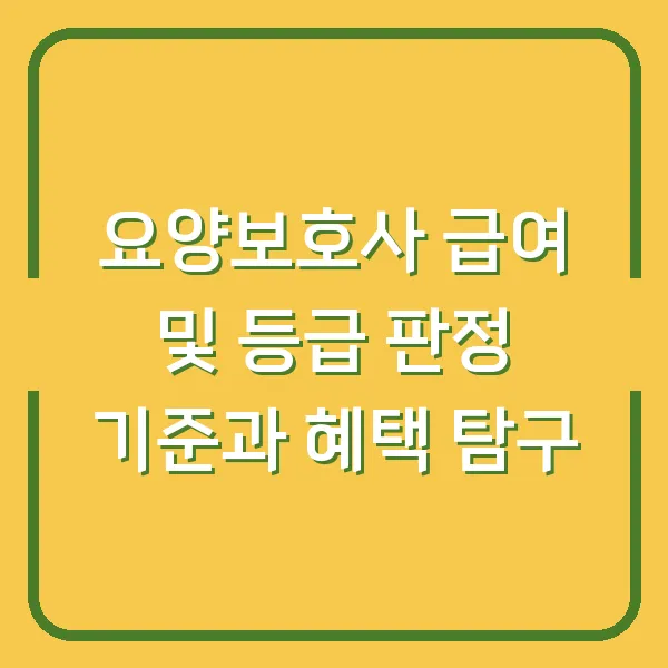 요양보호사 급여 및 등급 판정 기준과 혜택 탐구