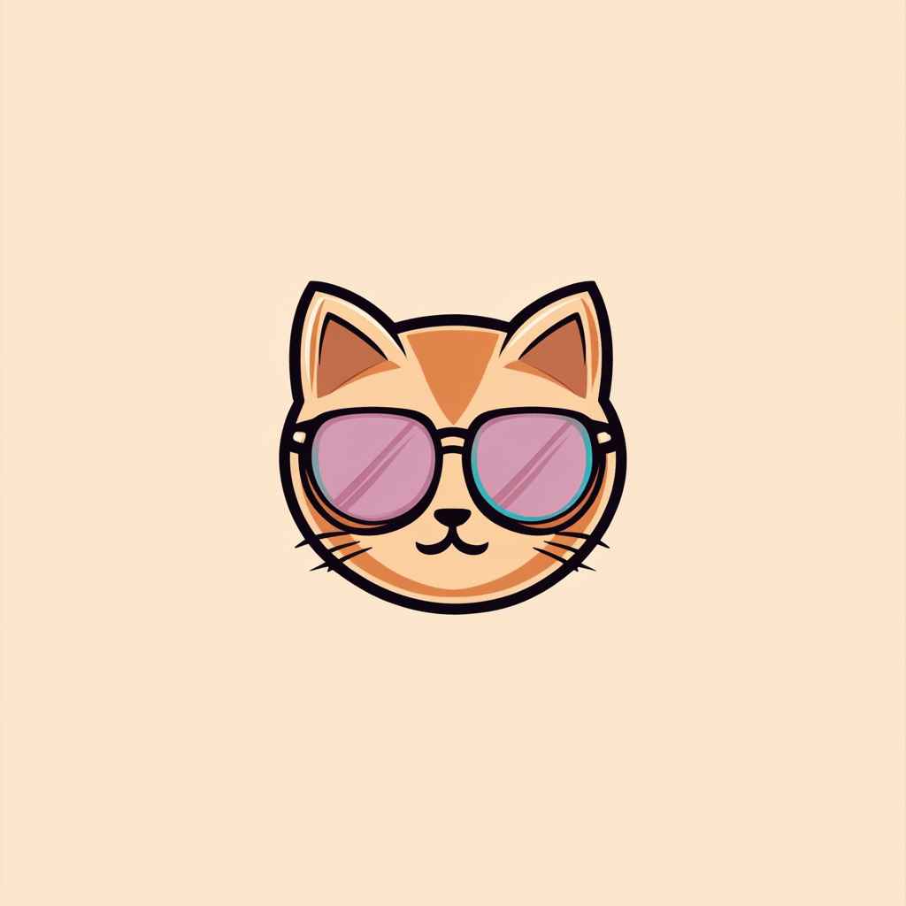 Simple logo of a cute cat wearing sunglasses. --s 0