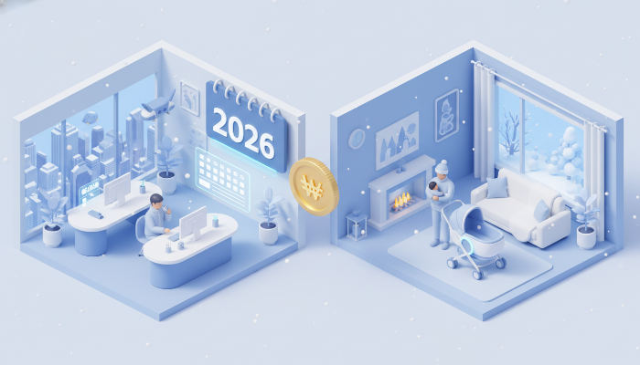 2026년 주요 제도 변화를 상징하는 3D 일러스트 이미지