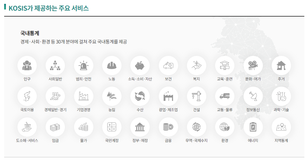 KOSIS 국가통계포털 데이터 종류