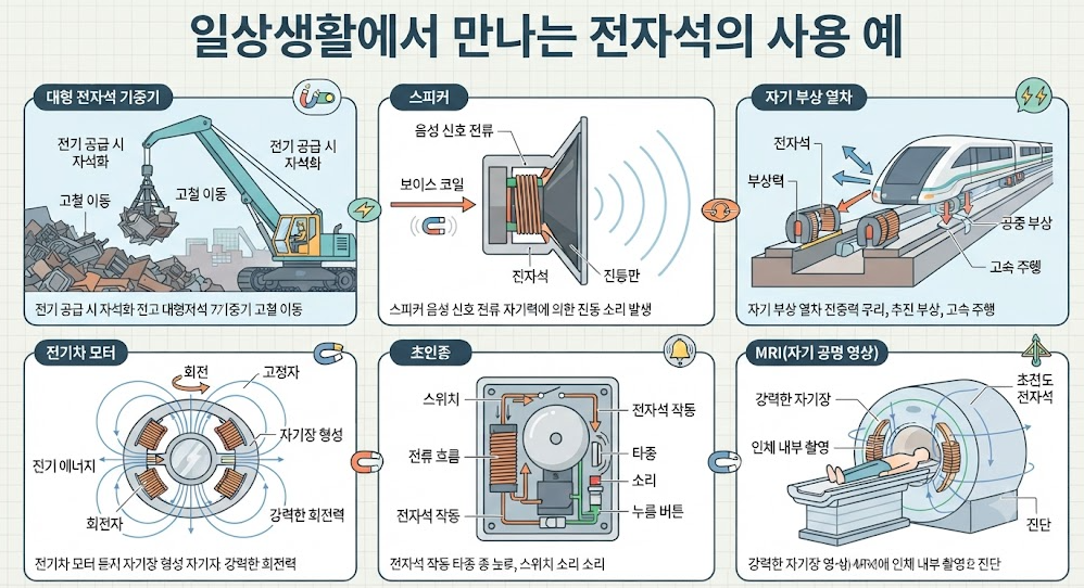 일상생활 전자석 활용 예