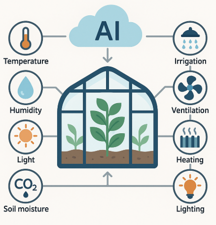 자동 재배 환경 보정을 표현한 인포그래픽