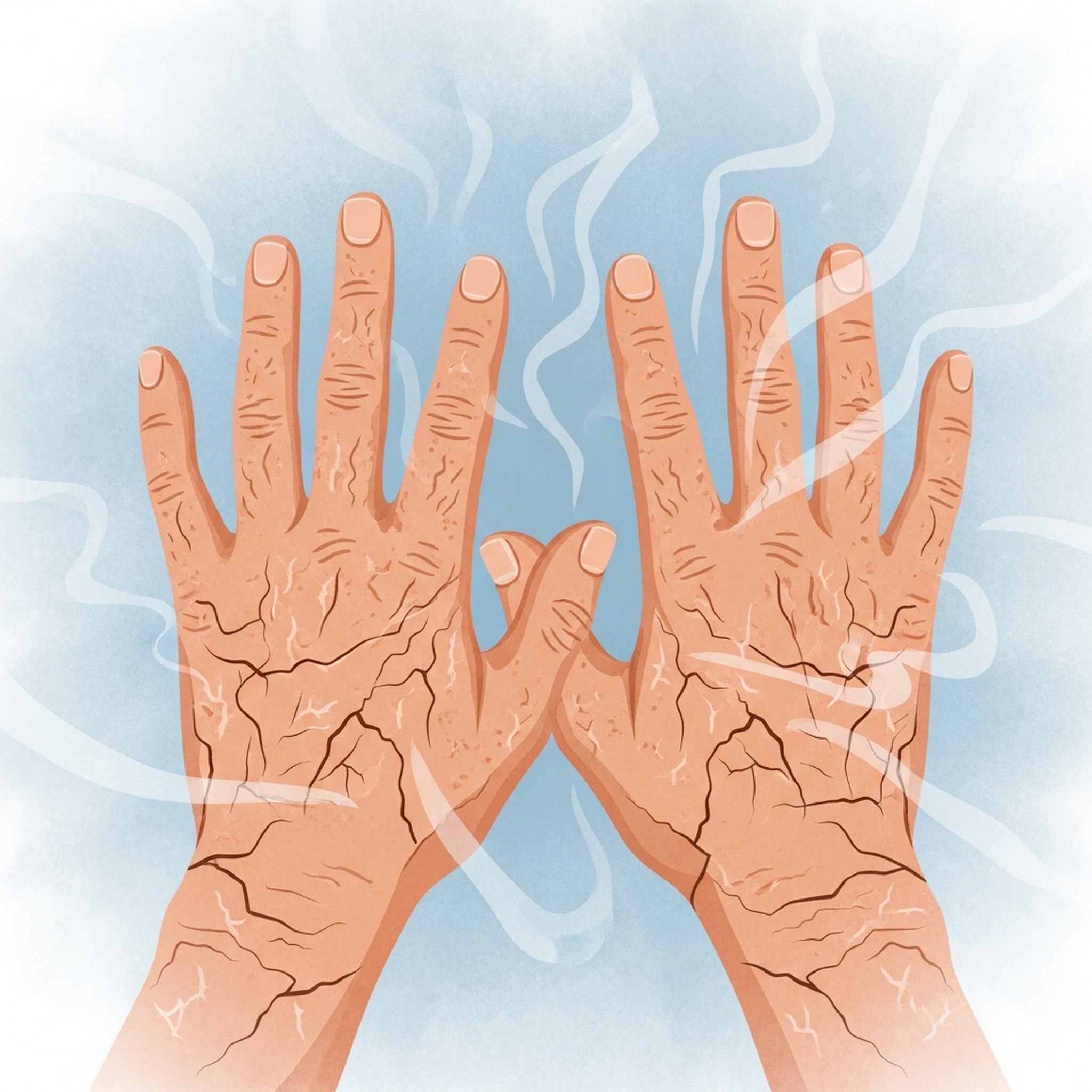 겨울에 갈라진 손