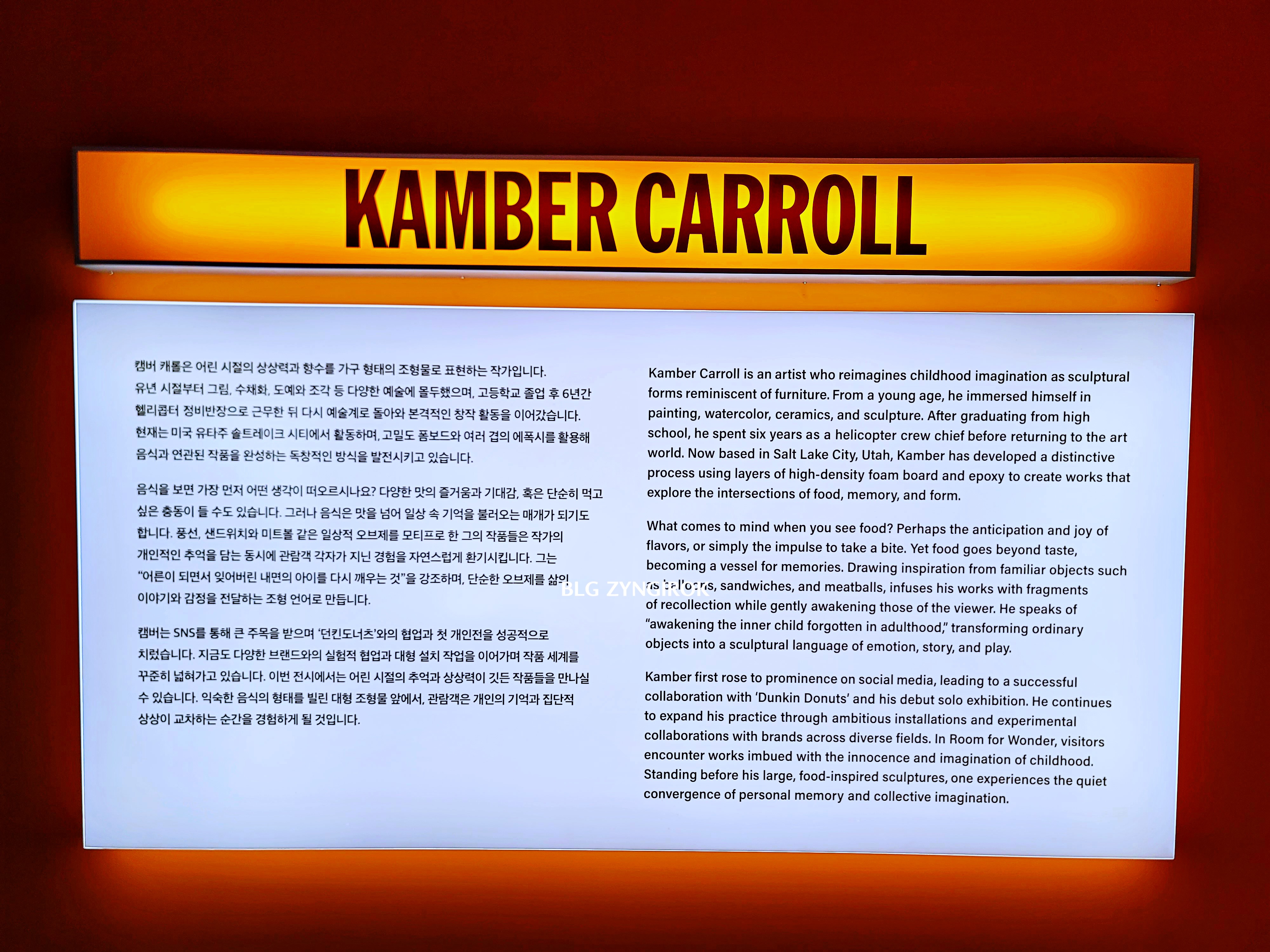 Room for Wonder : KAMBER CARROLL - 작가 설명 모습이다.