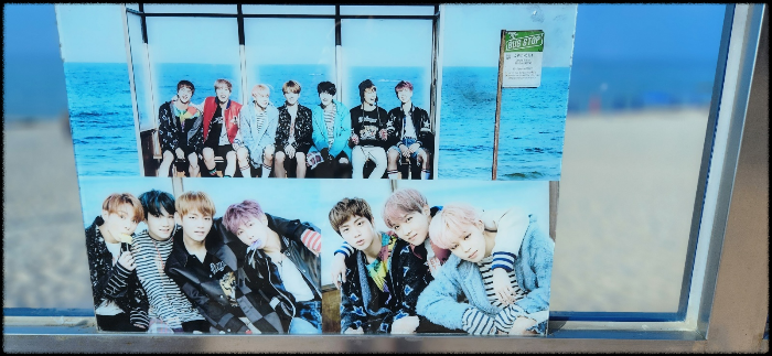 BTS-버스정류장-촬영사진부착