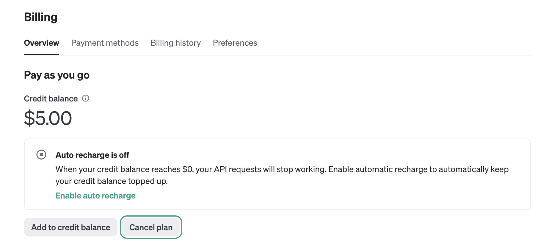 OpenAI 설정 페이지