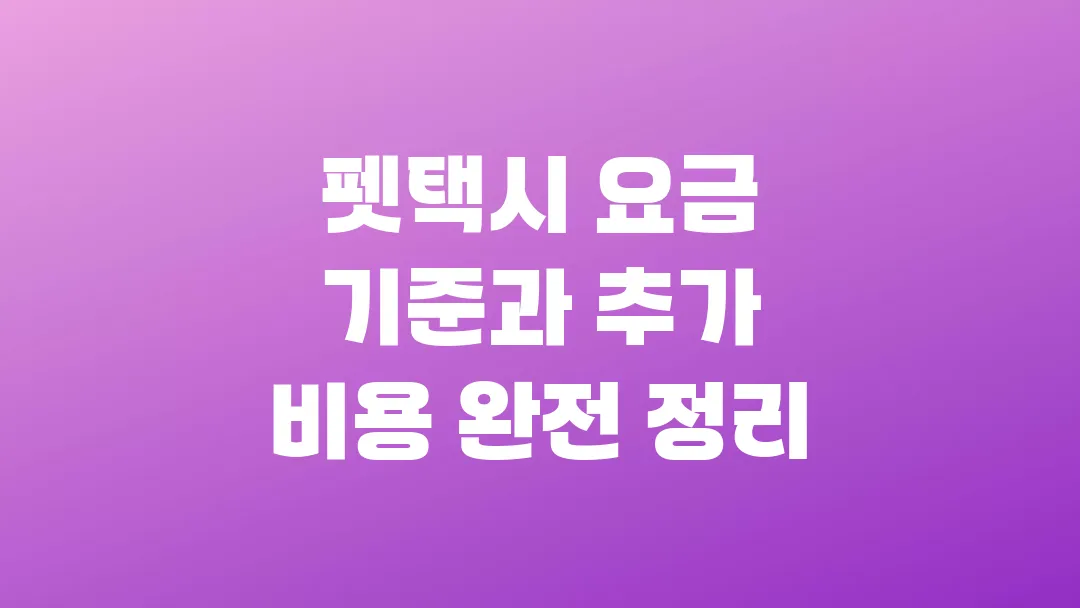 펫택시 요금 기준과 추가 비용 완전 정리