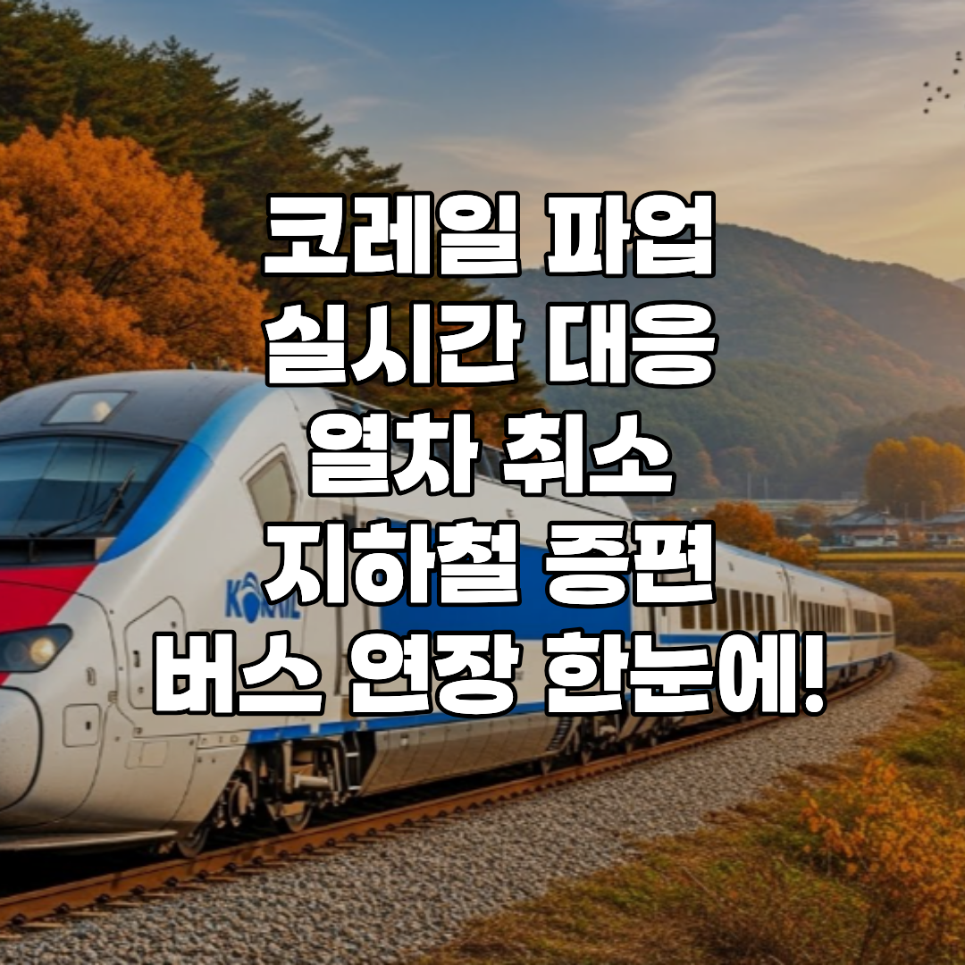 코레일 철도 파업 이유, 서울 지하철 버스 증편 시간표, 실시간 열차 운행 확인 방법