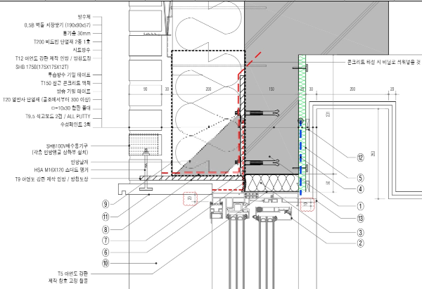 AW창호단면상세도