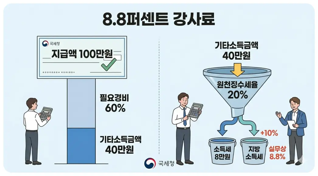 기타소득 8.8퍼센트 계산 구조를 설명한 이미지