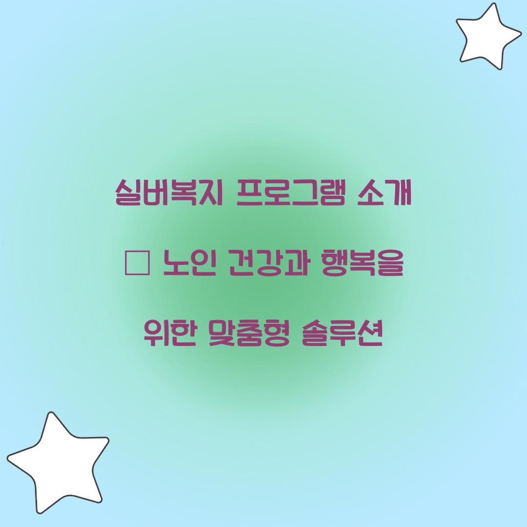 실버복지 프로그램