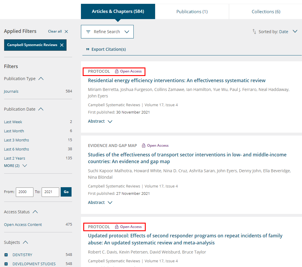 Campbell Systematic Reviews