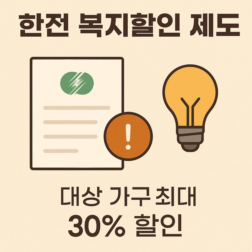 한전 복지할인 대상 가구 최대 30% 할인 요약 이미지