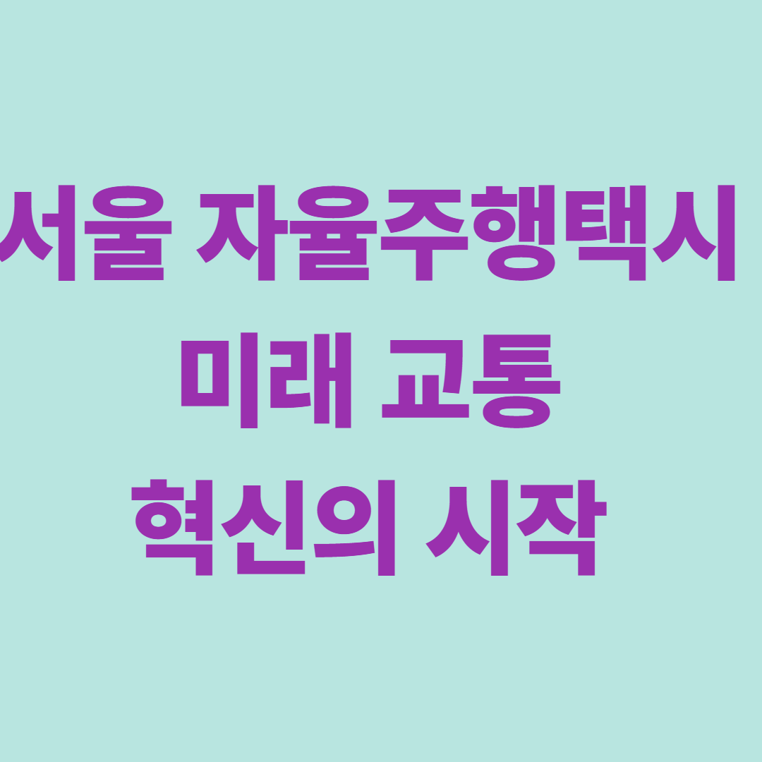 서울 자율주행택시, 미래 교통 혁신의 시작