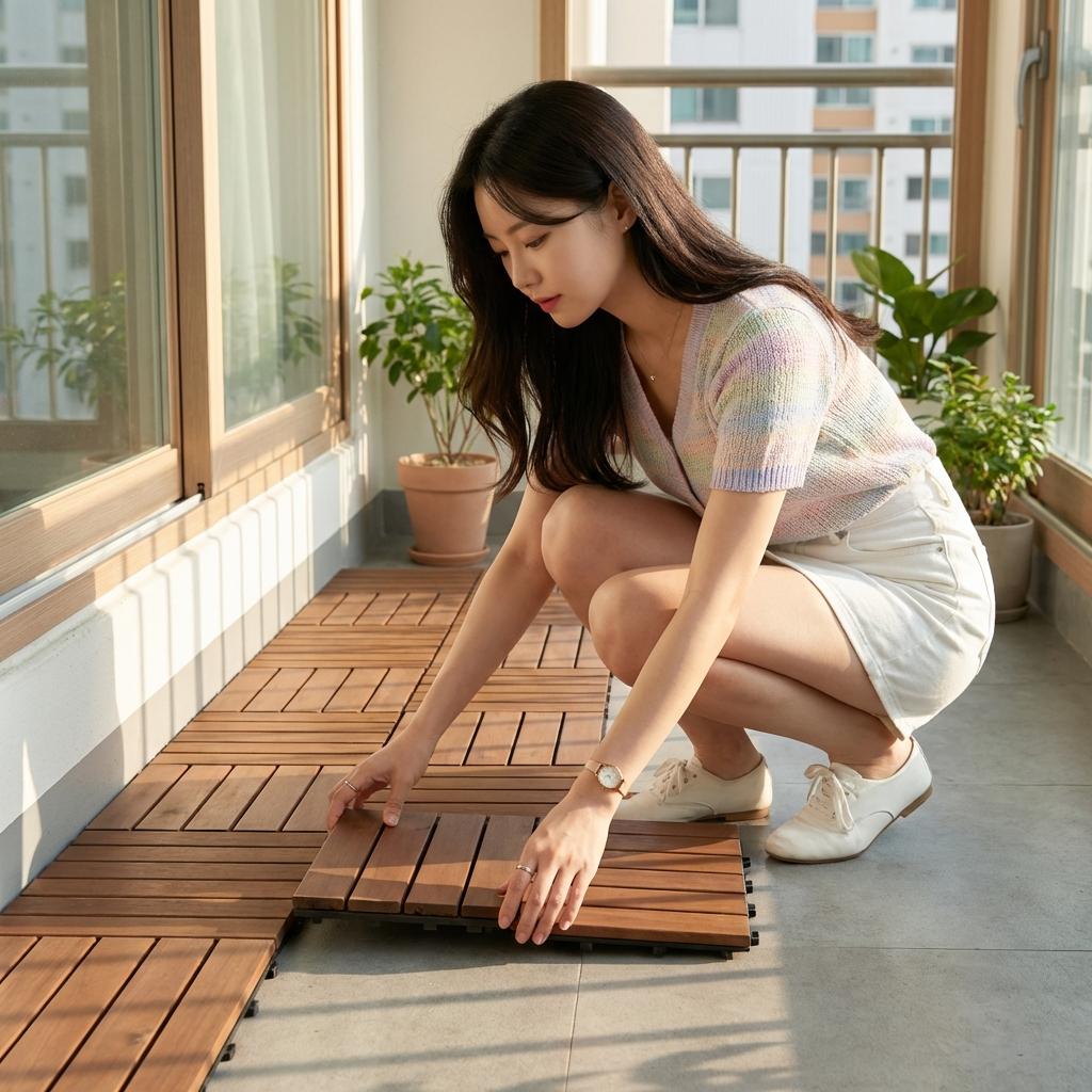 이케아 데크타일 룬넨을 활용한 공간 분리법