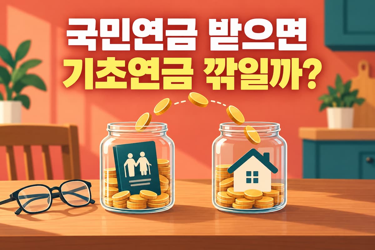 국민연금 받으면 기초연금 깎일까? 국민연금과 기초연금 관계를 표현한 그림입니다.