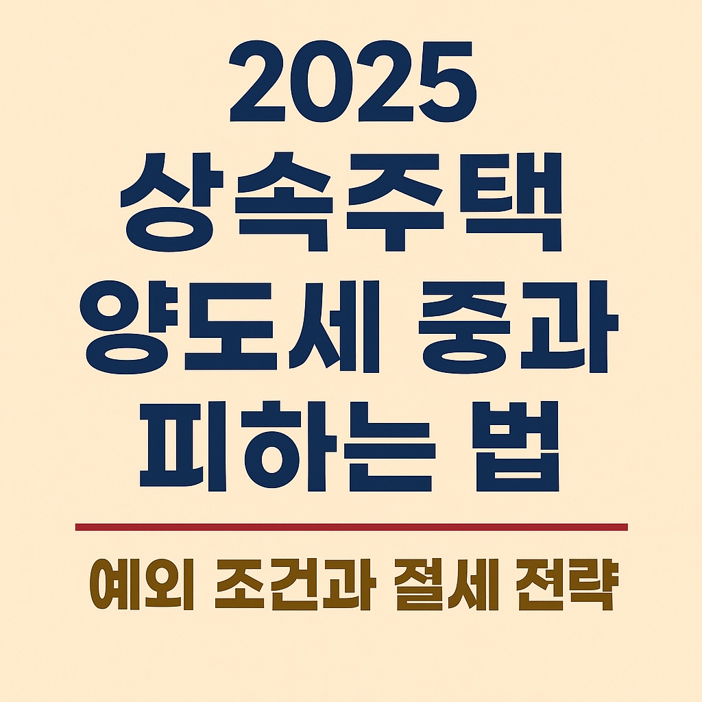 2025 상속주택 양도세 중과 피하는법