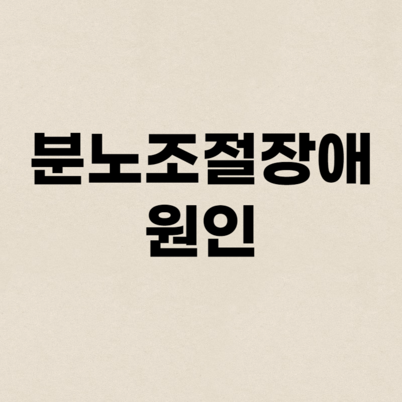 분노조절장애 원인