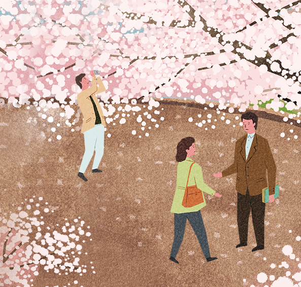 성인문해교육 e-학습터: 벚꽃과 사람들