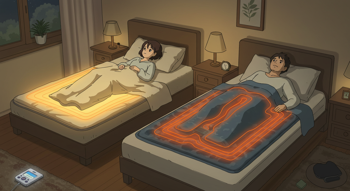 같은 실내에서 전기장판과 온수매트를 사용하는 감성 썸네일