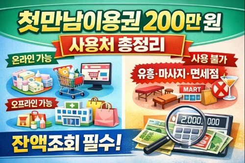 첫만남이용권 200만 원 사용처 총정리|온라인·오프라인 가능/불가 업종 + 2026년 출산·육아 지원금