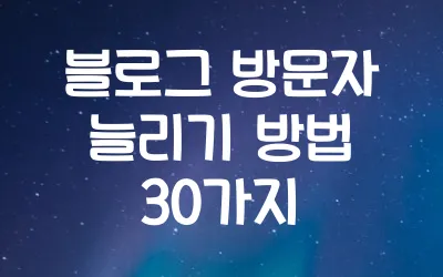 블로그 방문자 늘리기 방법 30가지