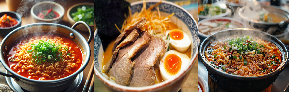 한국, 일본, 중국의 라면 한 그릇
