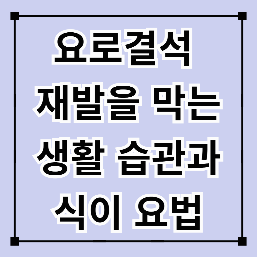 요로결석 재발을 막는 생활 습관과 식이 요법