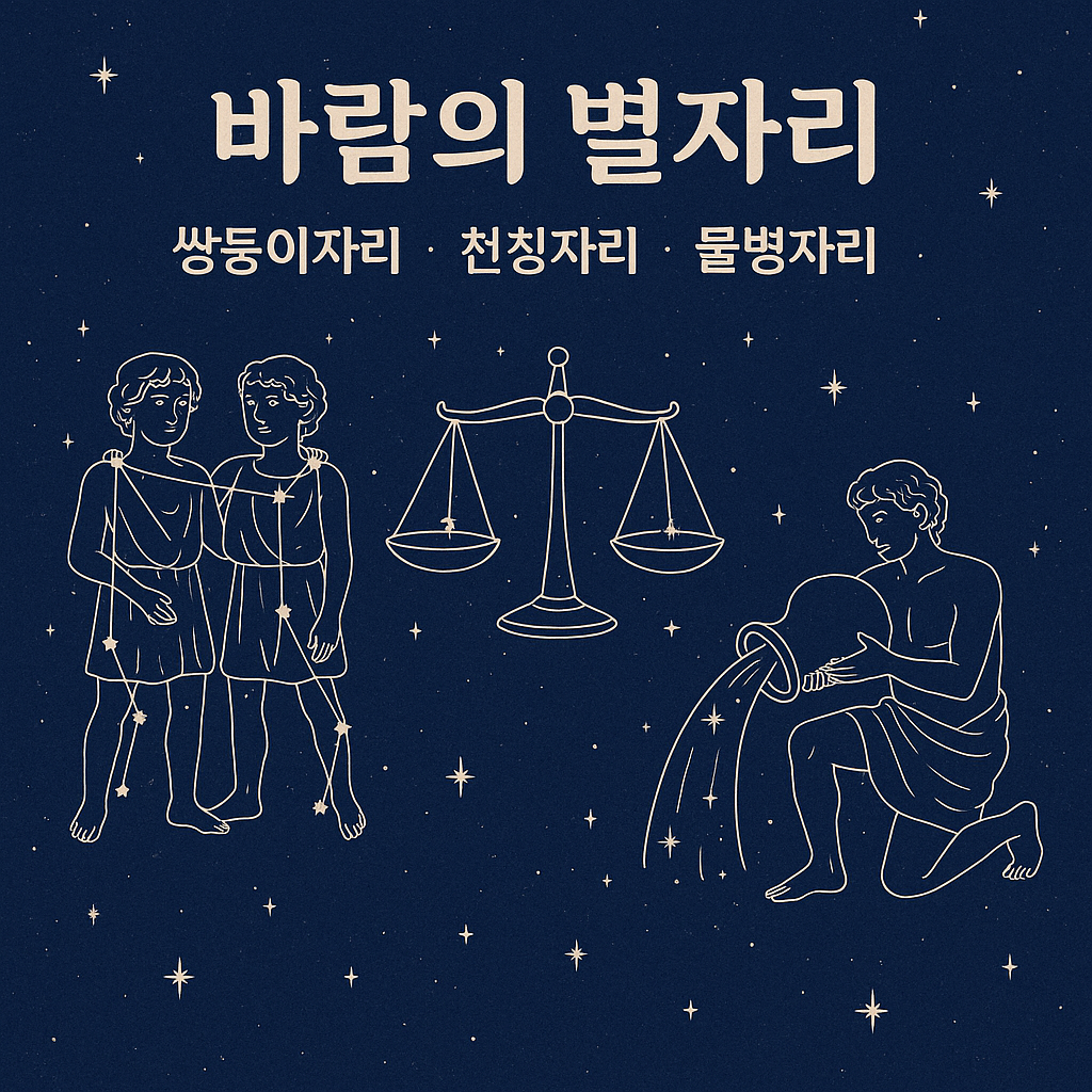 바람의 별자리 (쌍둥이자리, 천칭자리, 물병자리) 특징